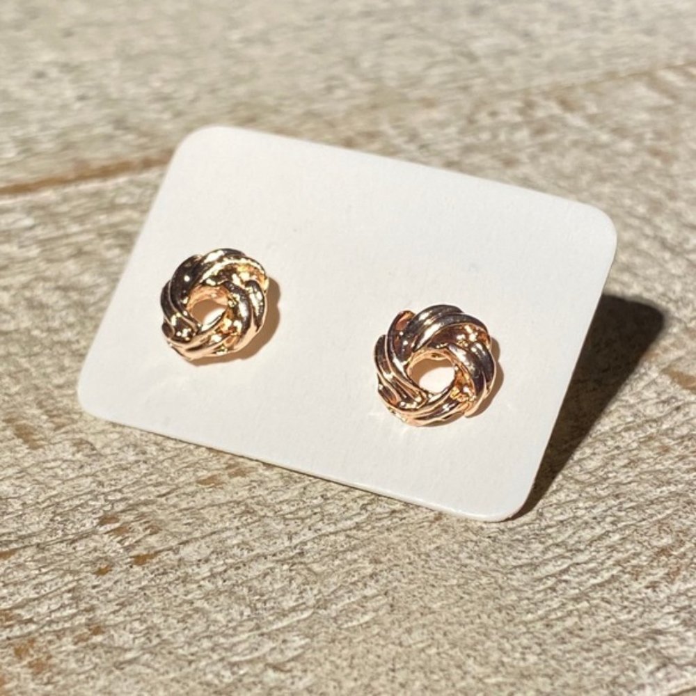 5/$25 Knot Rose Gold Studs Earrings Posts STOCKING STUFFERS REDUCED SHIPPING - Picture 2 of 4